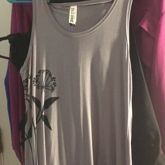 Mad style maxi dress Grey with black flower. Tank - Picture 3 of 3